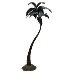 Ancienne sculpture de palmier de Floride en bronze et cuivre antique