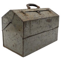 Old fold out military metal tool box WW2, 1940s