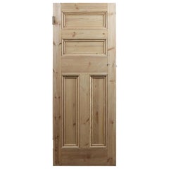 Old Four Beaded Panel Stripped Pine Door, 20th Century