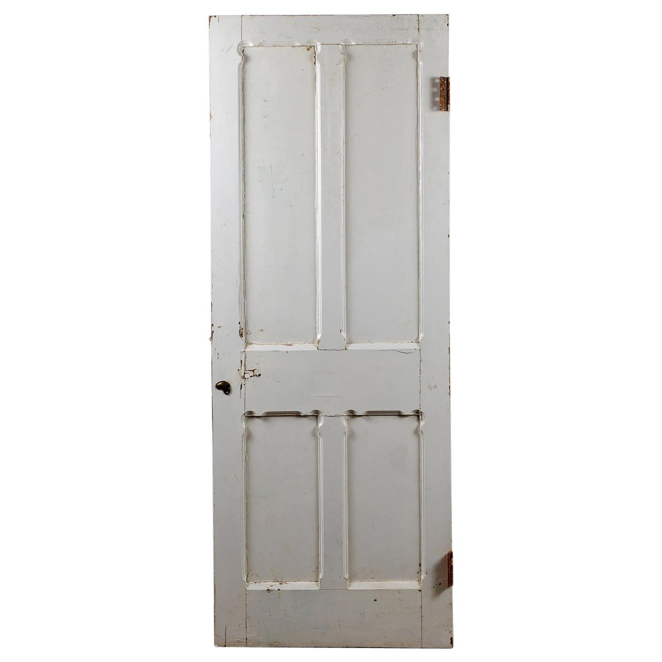 Old Four Carved Panel Pine Door, 20th Century For Sale