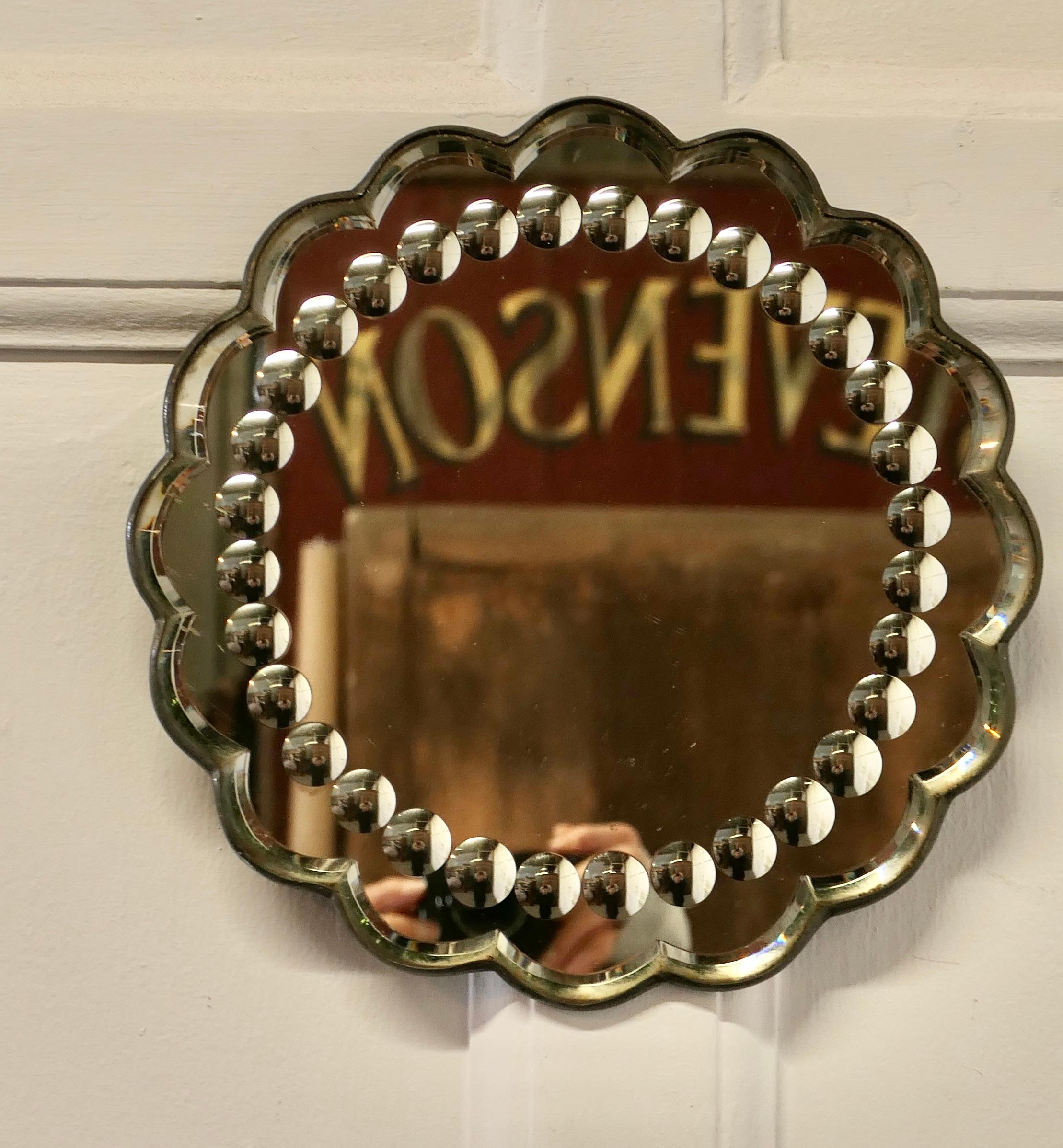 20th Century Old Foxed Art Deco Shabby Circular Mirror    For Sale