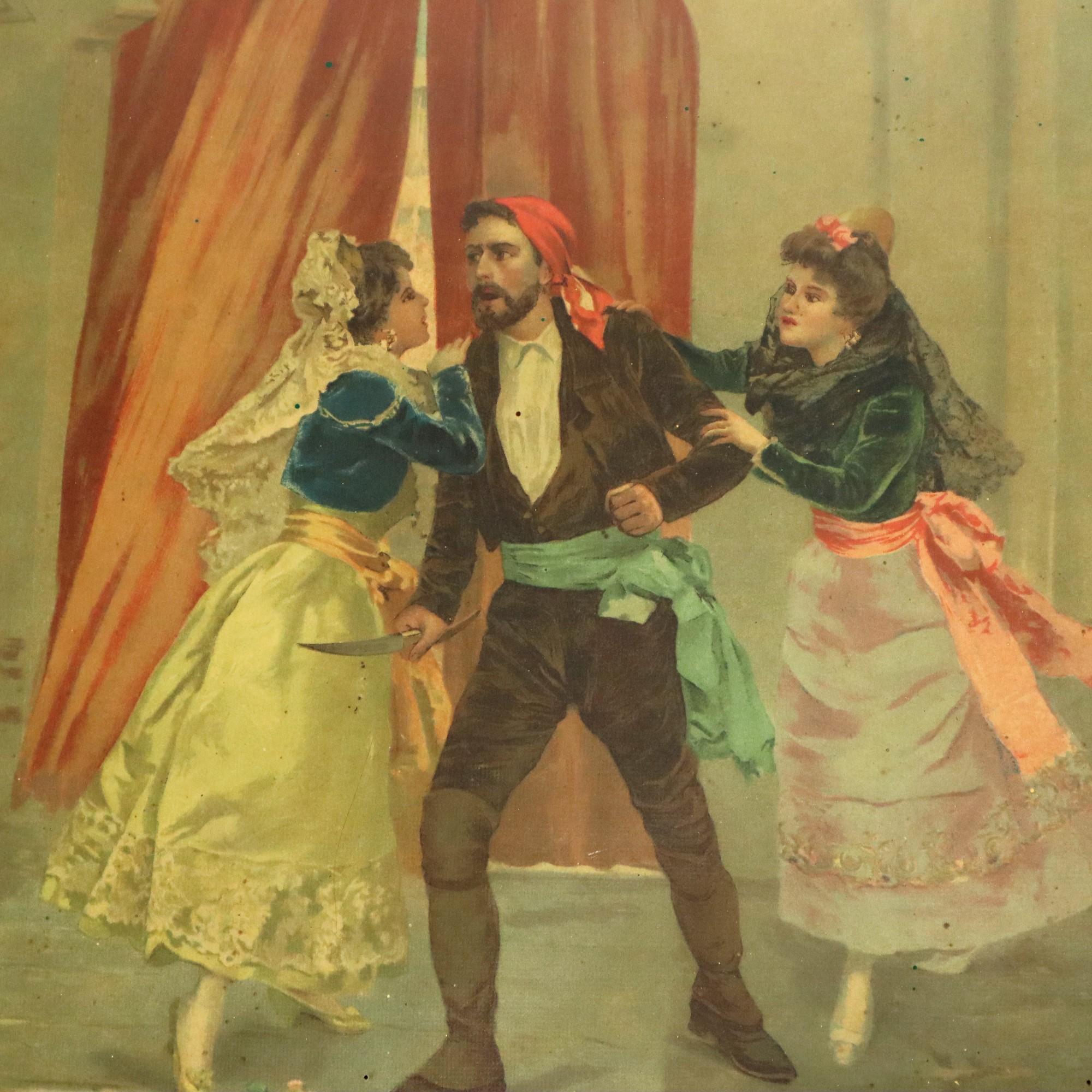Láminas Antiguas Enmarcadas Escenas de Ópera Carmen Bizet Vidrio en venta