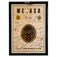 Vieux poster original encadré de Metaxa - vers les années 1960