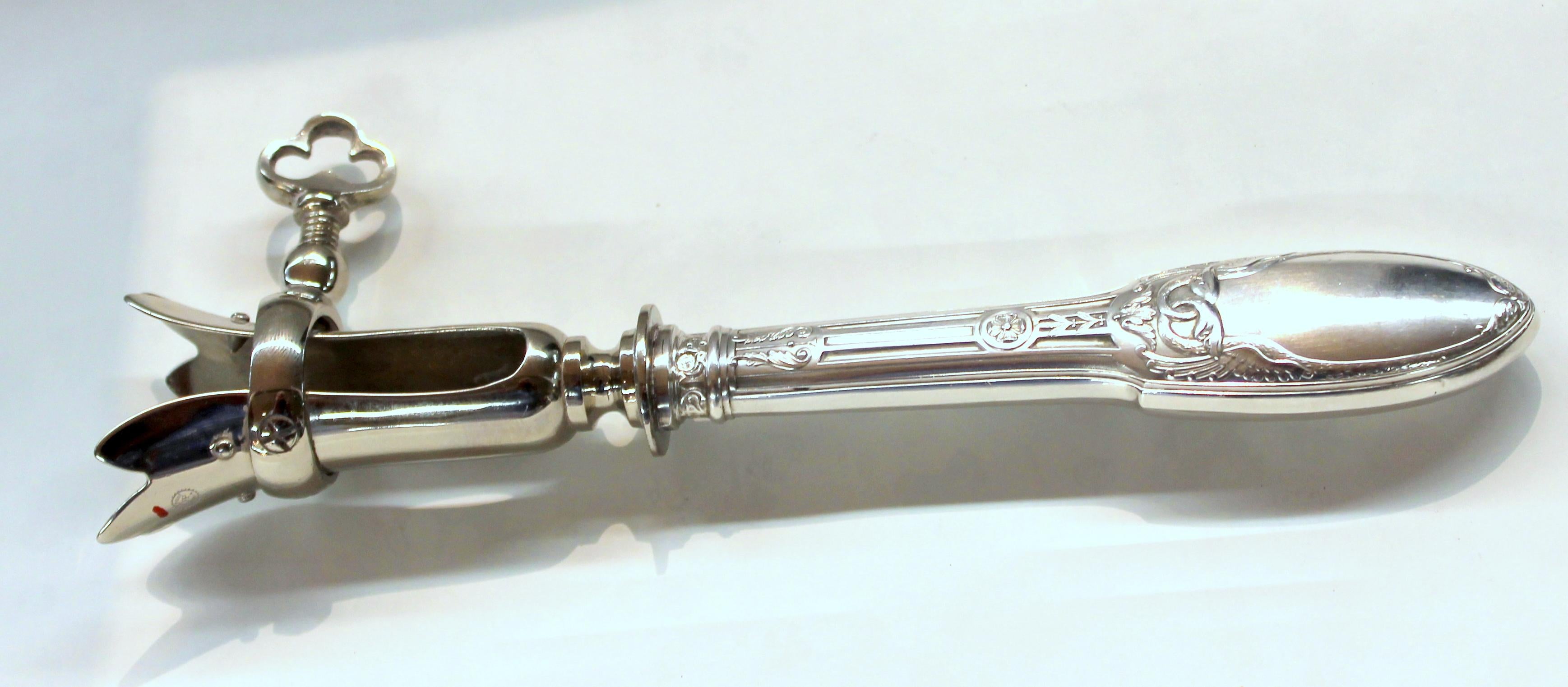 Old French .950 Fine Silver Neoclassical Design 3-Piece Carving Set Original Box For Sale 4