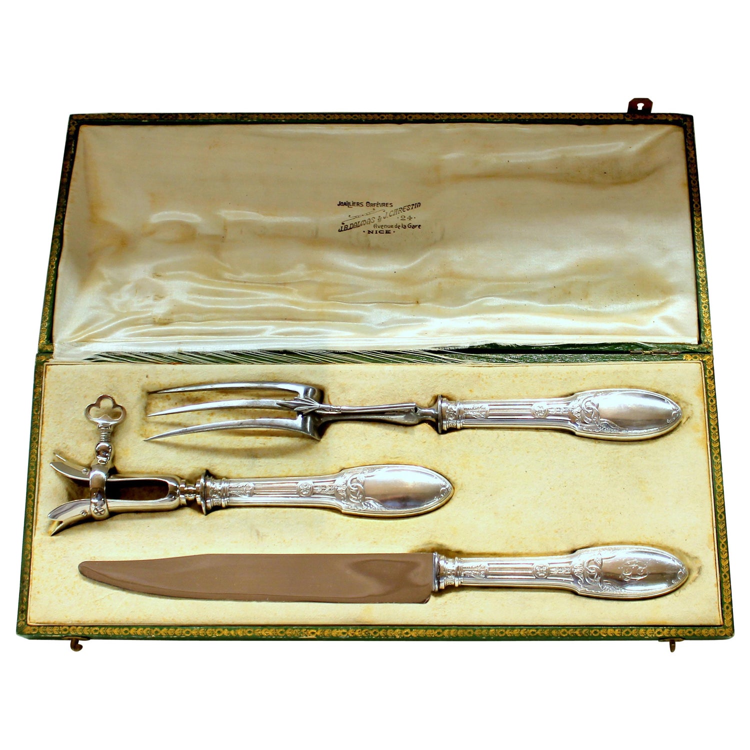 Empire, Sterling Silver-Mounted Two-Piece Fish Set in Original Box, Paris  For Sale at 1stDibs
