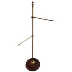 Old French Brass Towel Rack or Stand with a Wooden Base, Early 1900s