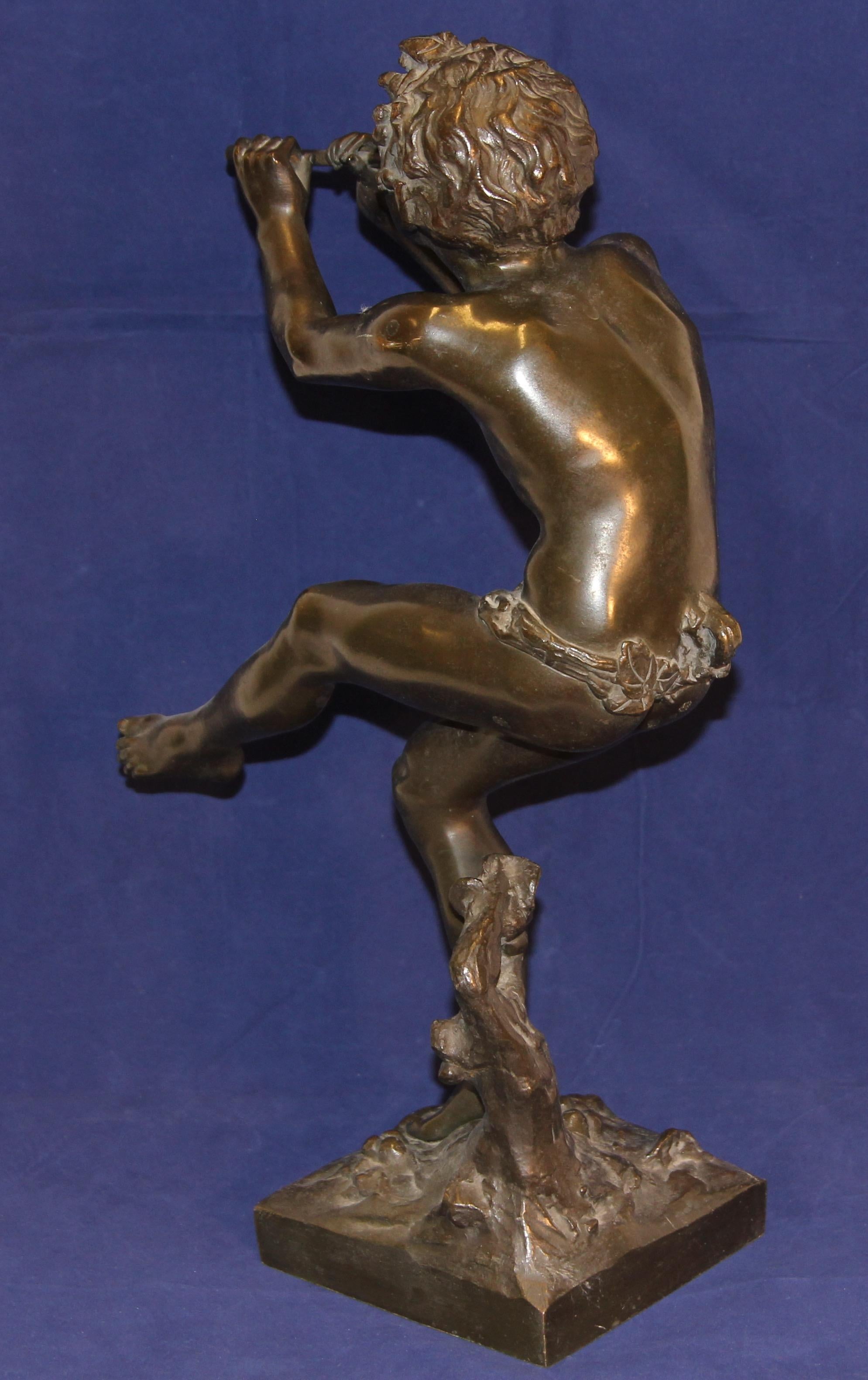 Ancienne sculpture française en bronze d'après Clodion, Jeu de faune mythique en vente 1