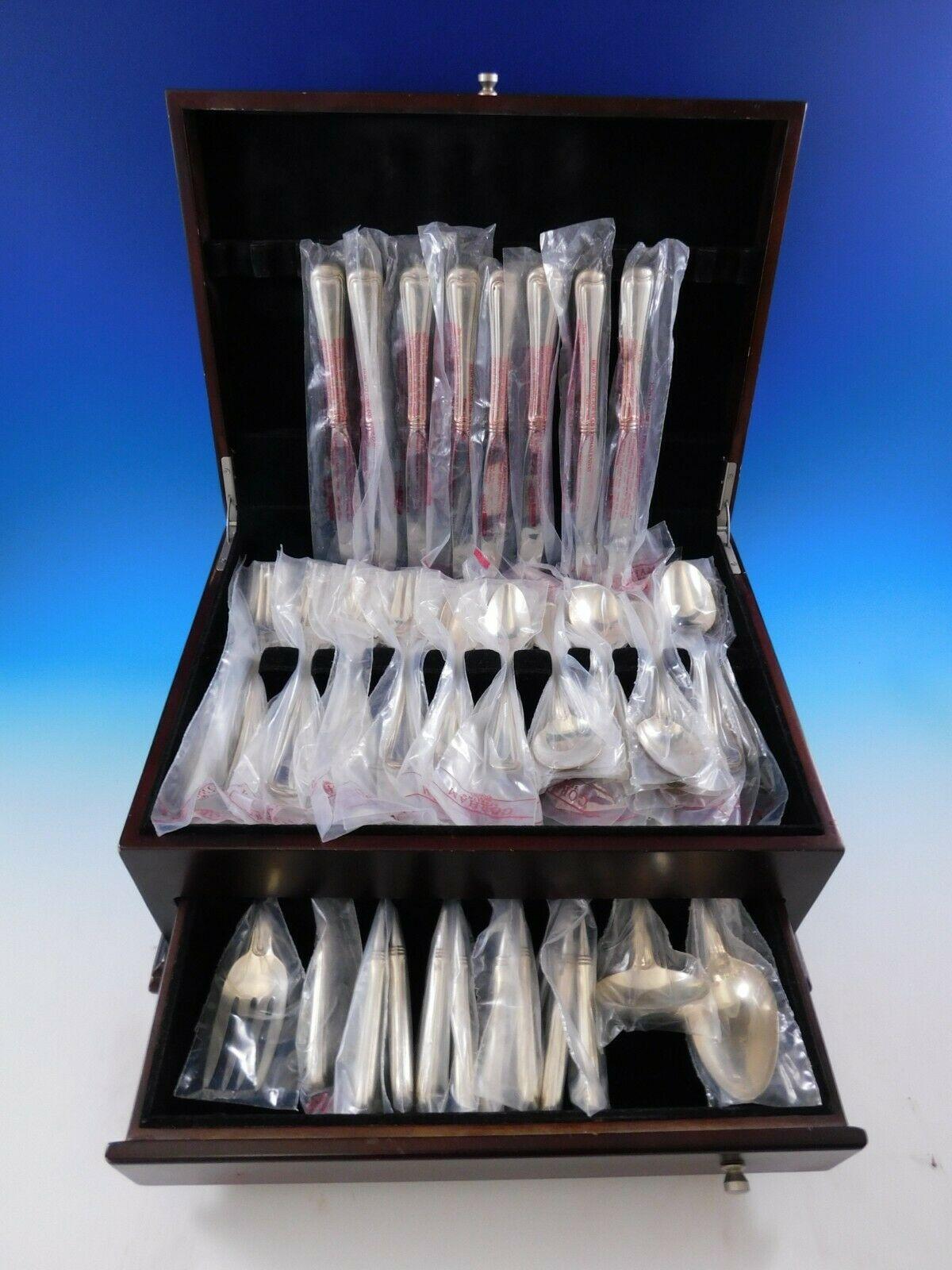 Unused place size old French by Gorham sterling silver flatware set, 61 pieces. This set includes:

8 place size knives, 9 1/4