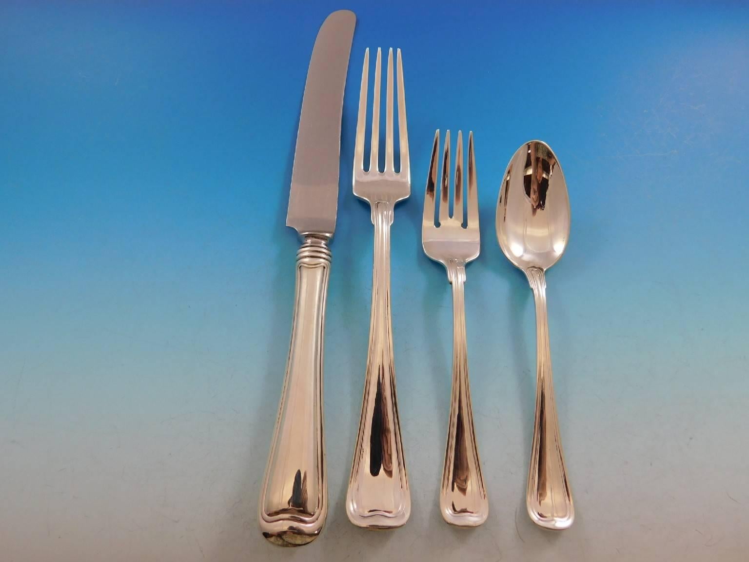 Outstanding old French by Gorham sterling silver dinner and luncheon flatware set of 116 pieces. This set includes:

Eight dinner size knives, 9 3/4