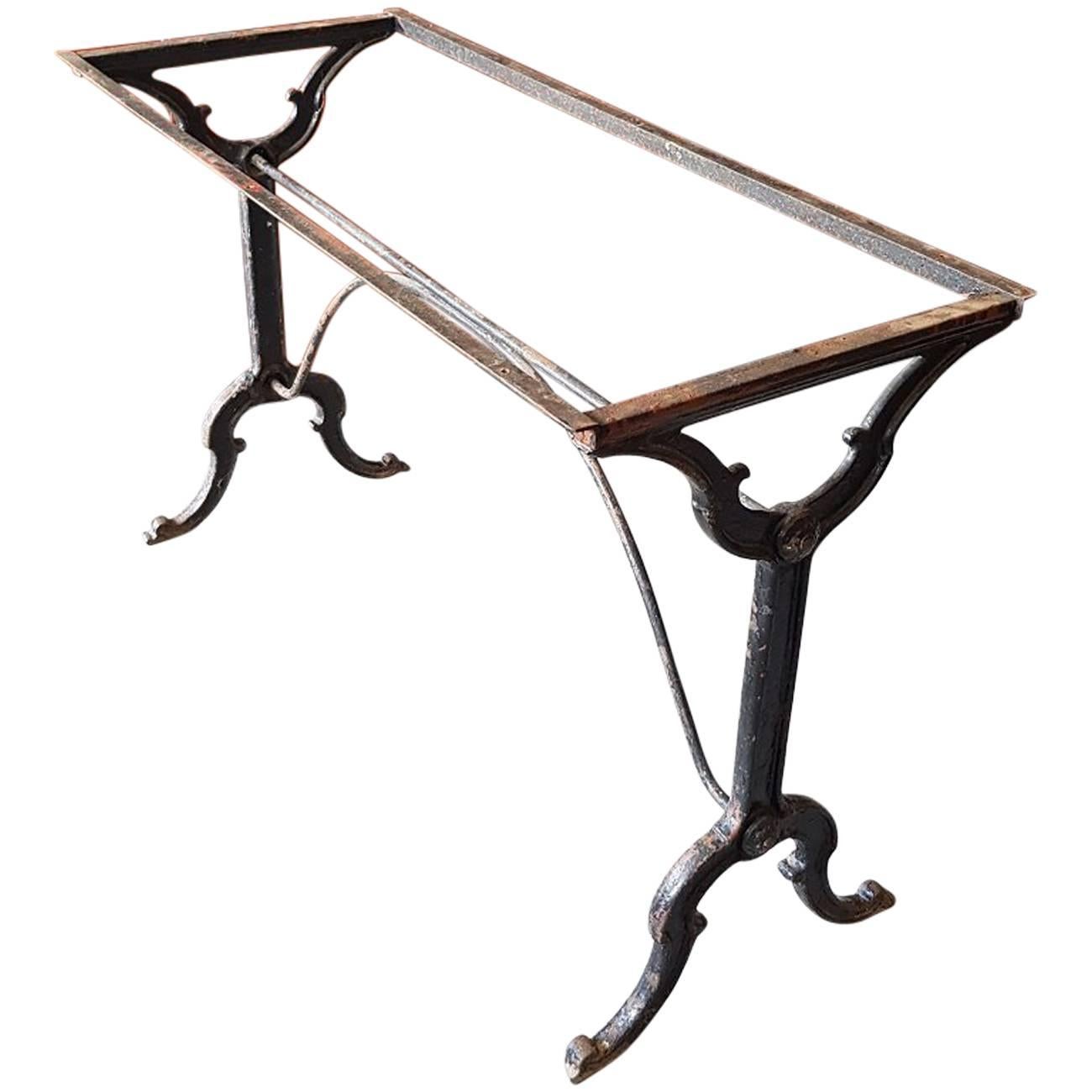 Old French Cast Iron Bistro Table, Early 1900s