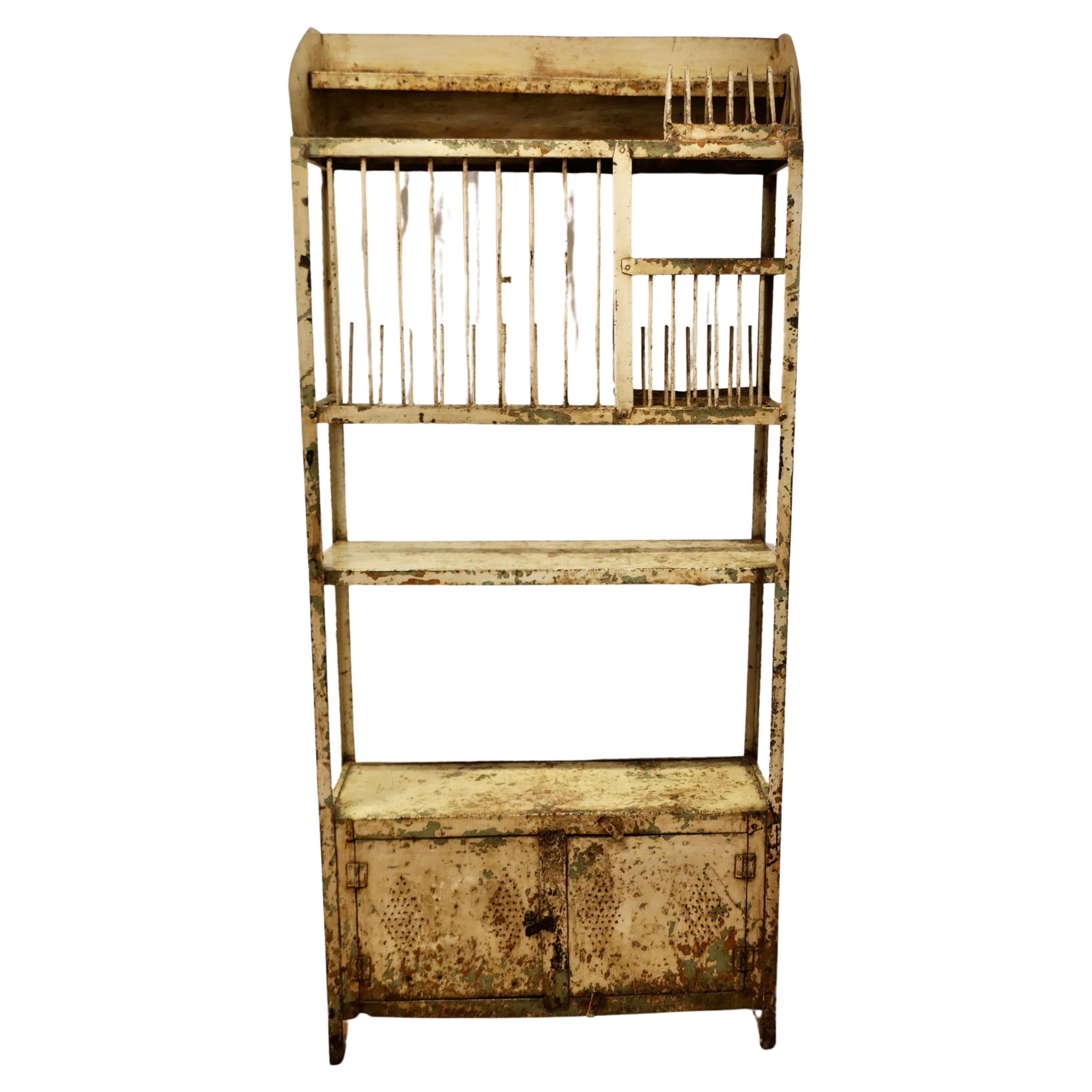 Old French Distressed Metal Field Kitchen Dresser, Drainer    For Sale