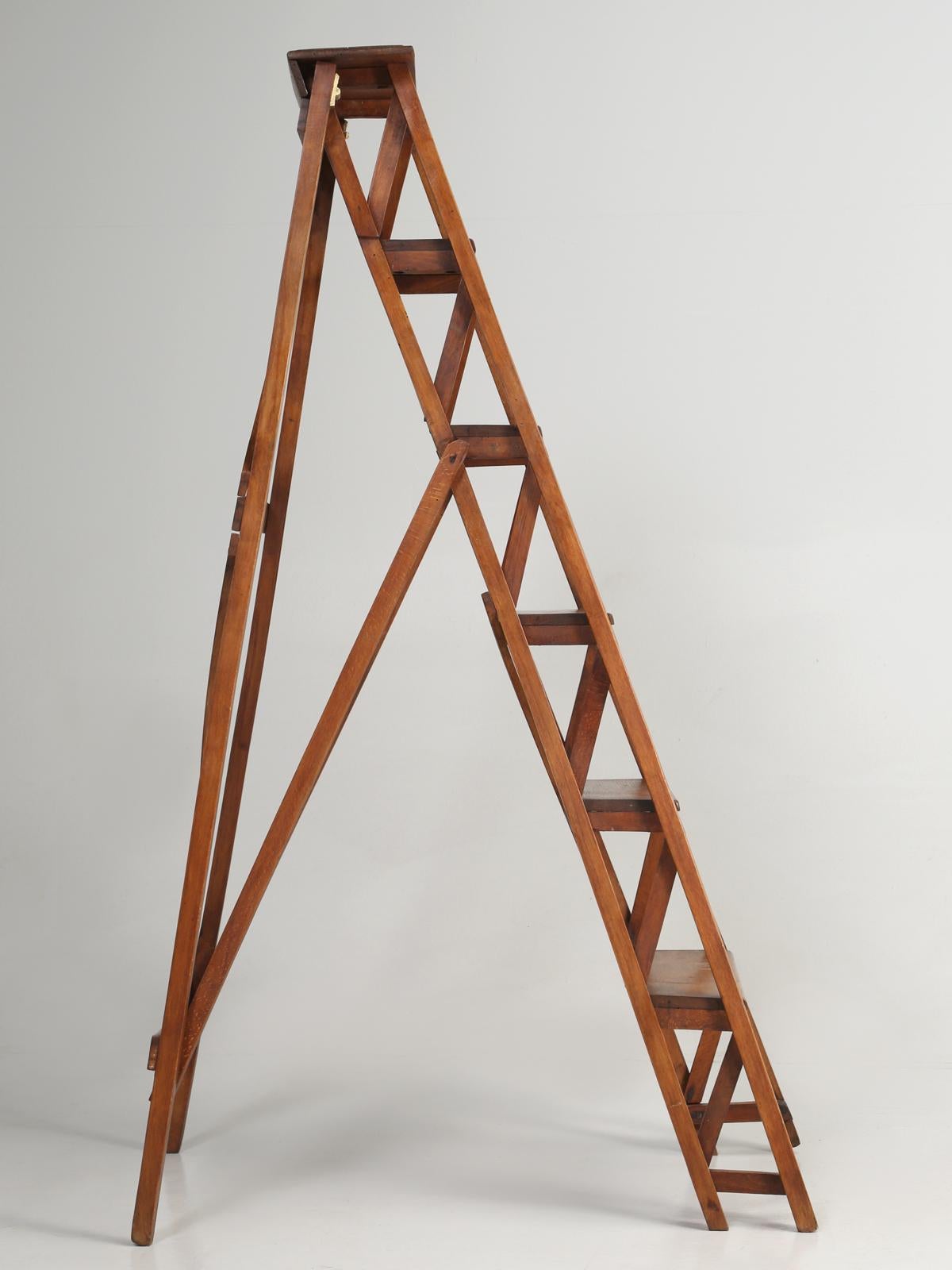 Old French Folding Wooden Ladder 9