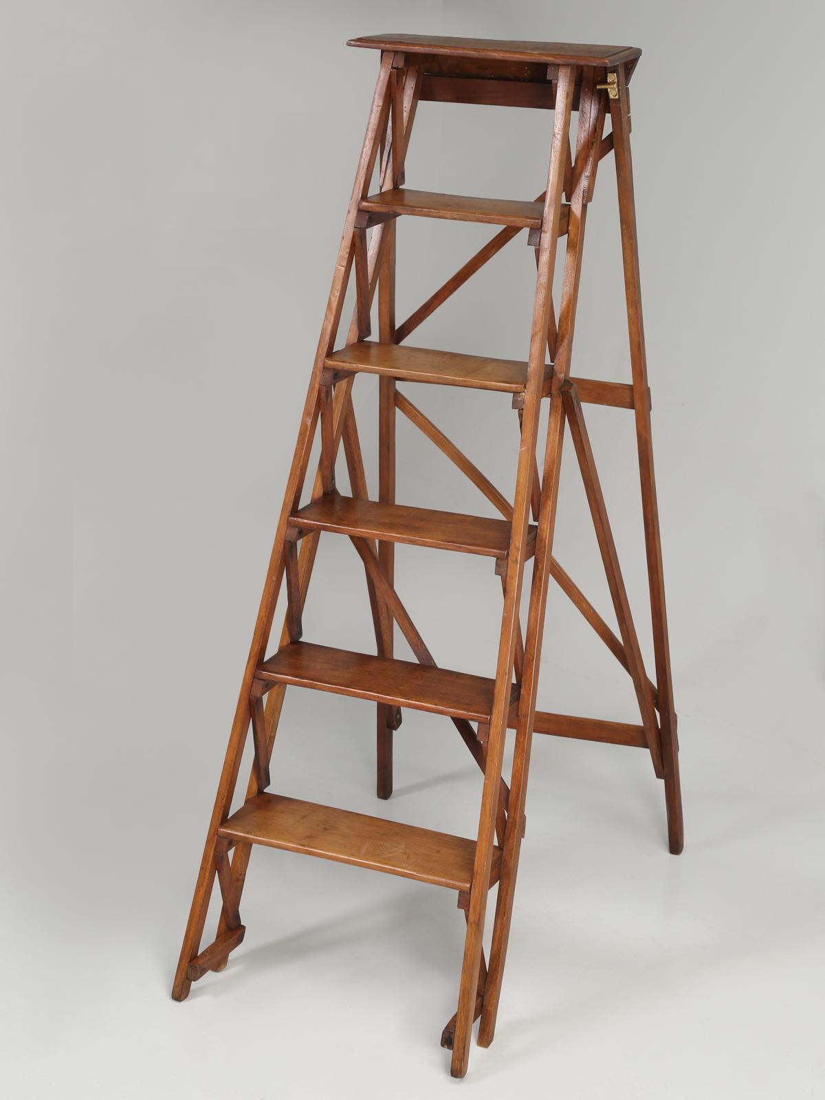 old wooden folding ladder