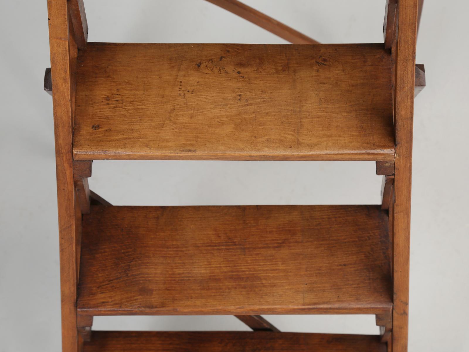 Mid-20th Century Old French Folding Wooden Ladder