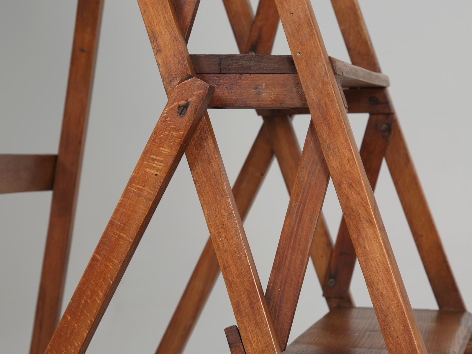 Old French Folding Wooden Ladder 1