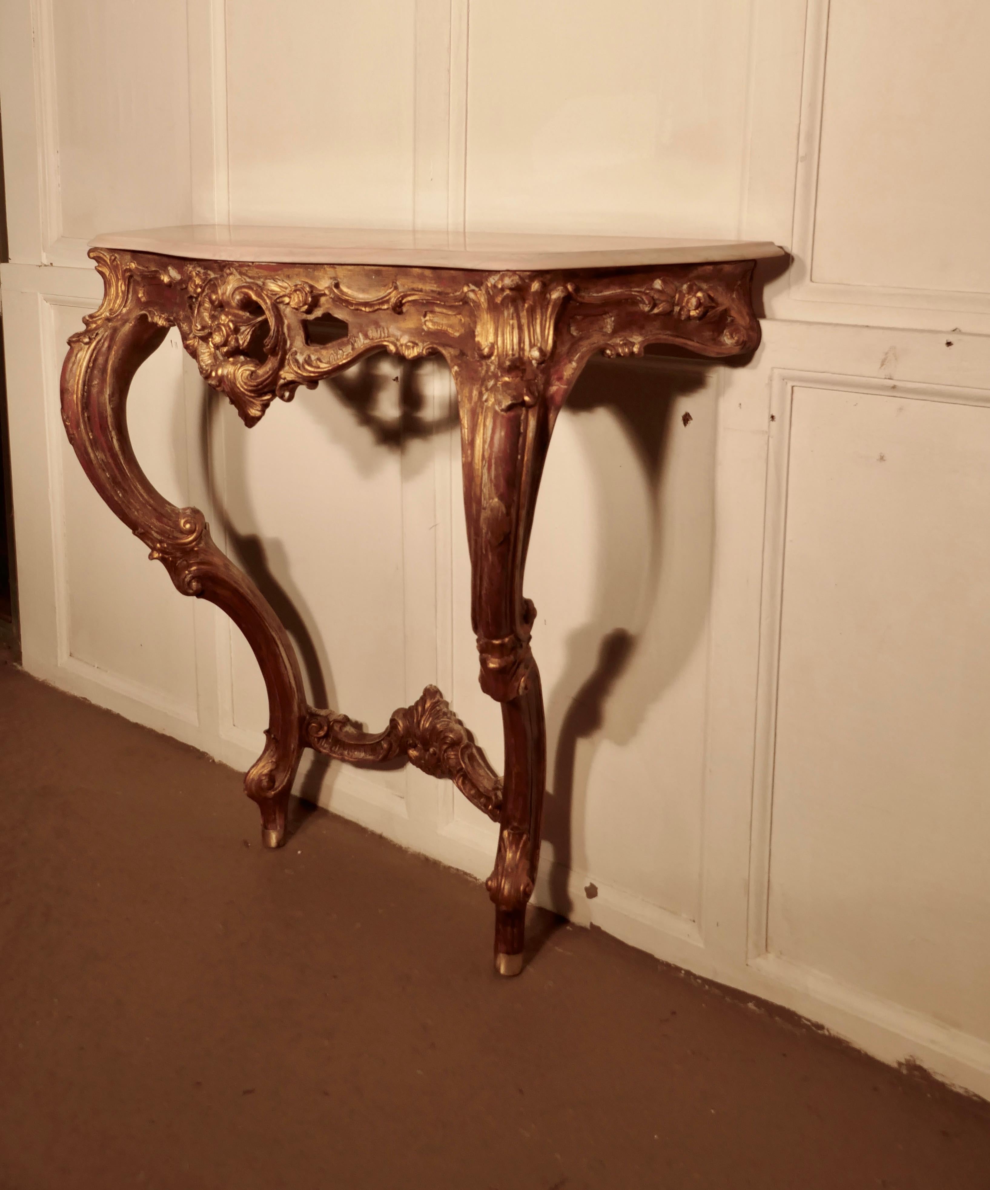 Old French Gilt Console or Hall Table In Good Condition In Chillerton, Isle of Wight
