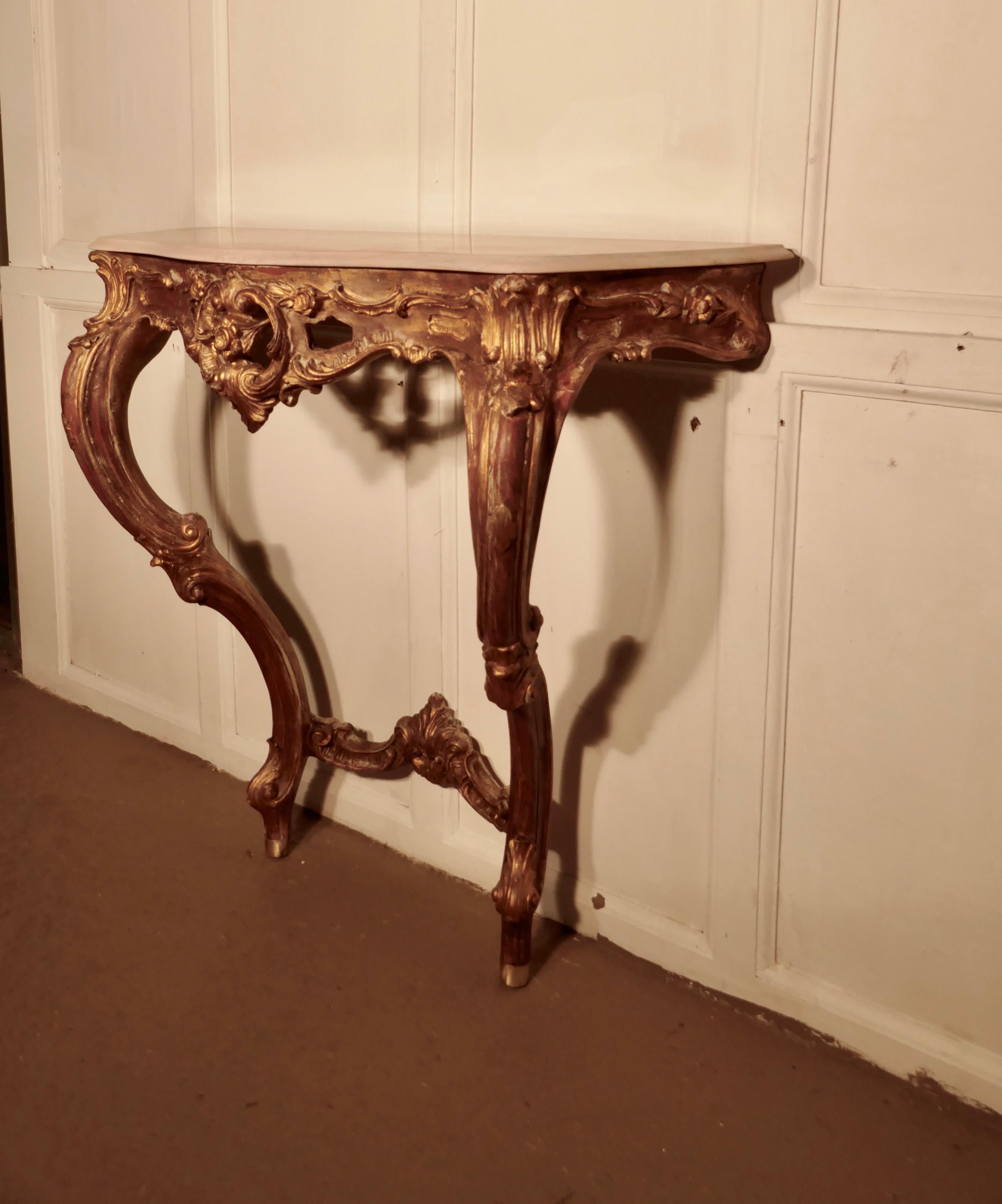 Old French Gilt Console or Hall Table In Good Condition In Godshill, Isle of Wight