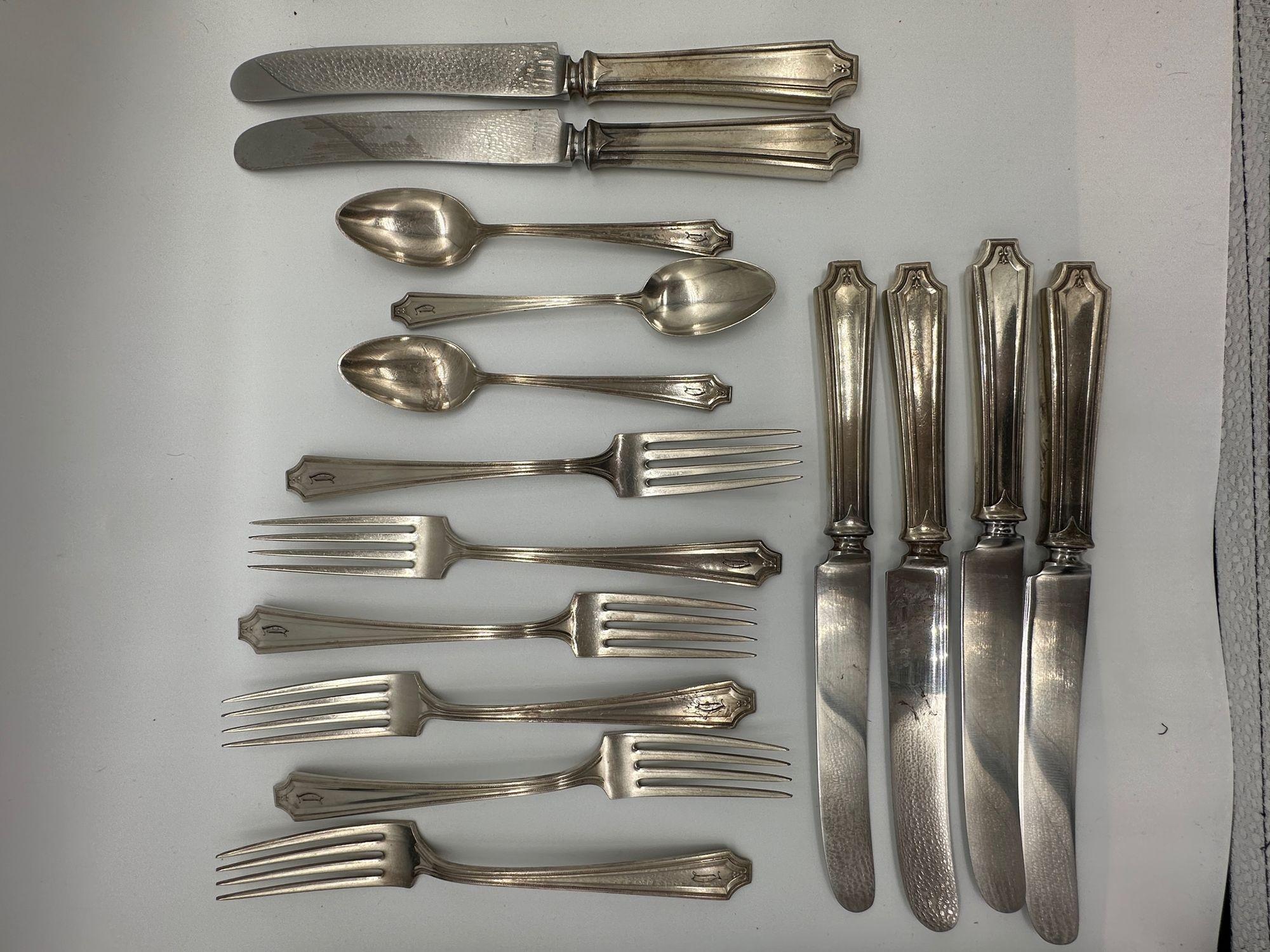 20th Century Old French King Albert Sterling Silverware Set of 15 by Whiting Manf Co