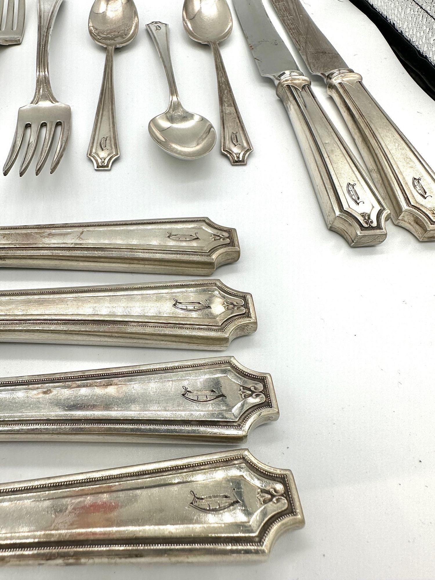 Old French King Albert Sterling Silverware Set of 15 by Whiting Manf Co For Sale 2