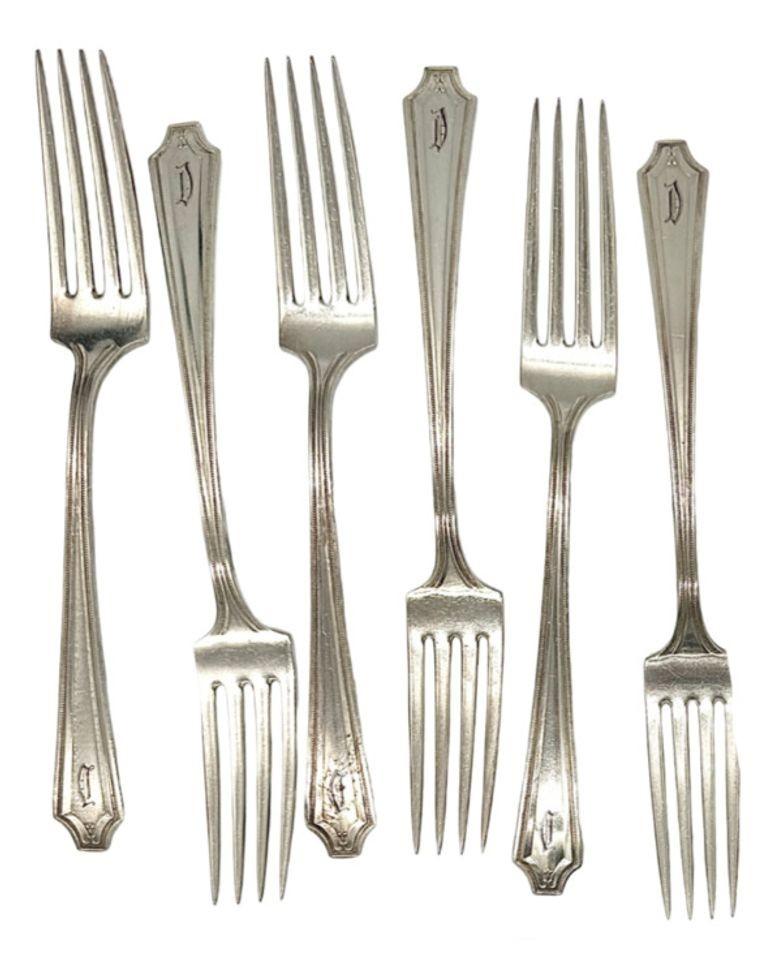 Art Déco Set di 19 posate in argento Sterling King francese di Whiting Manf Co in vendita