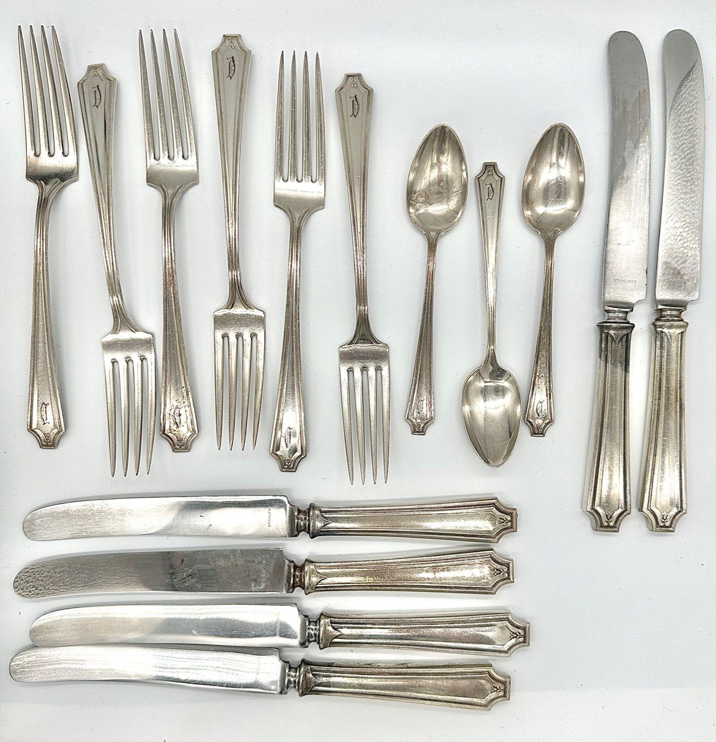 XX secolo Set di 19 posate in argento Sterling King francese di Whiting Manf Co in vendita