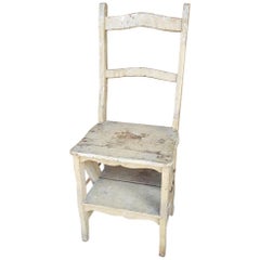 Antique Old French Metamorphic Kitchen Chair and Library Steps, circa 1900