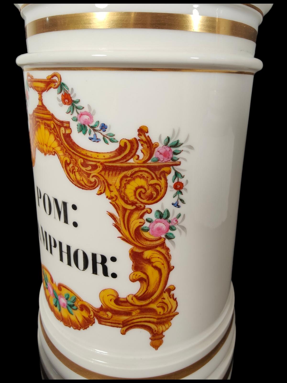 Old French Pharmacy-Porzellanbehälter aus dem 19. Jahrhundert im Angebot 2