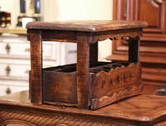 Old French Pine 15 Wine Bottle Storage Cabinet with "Paris" Inscription