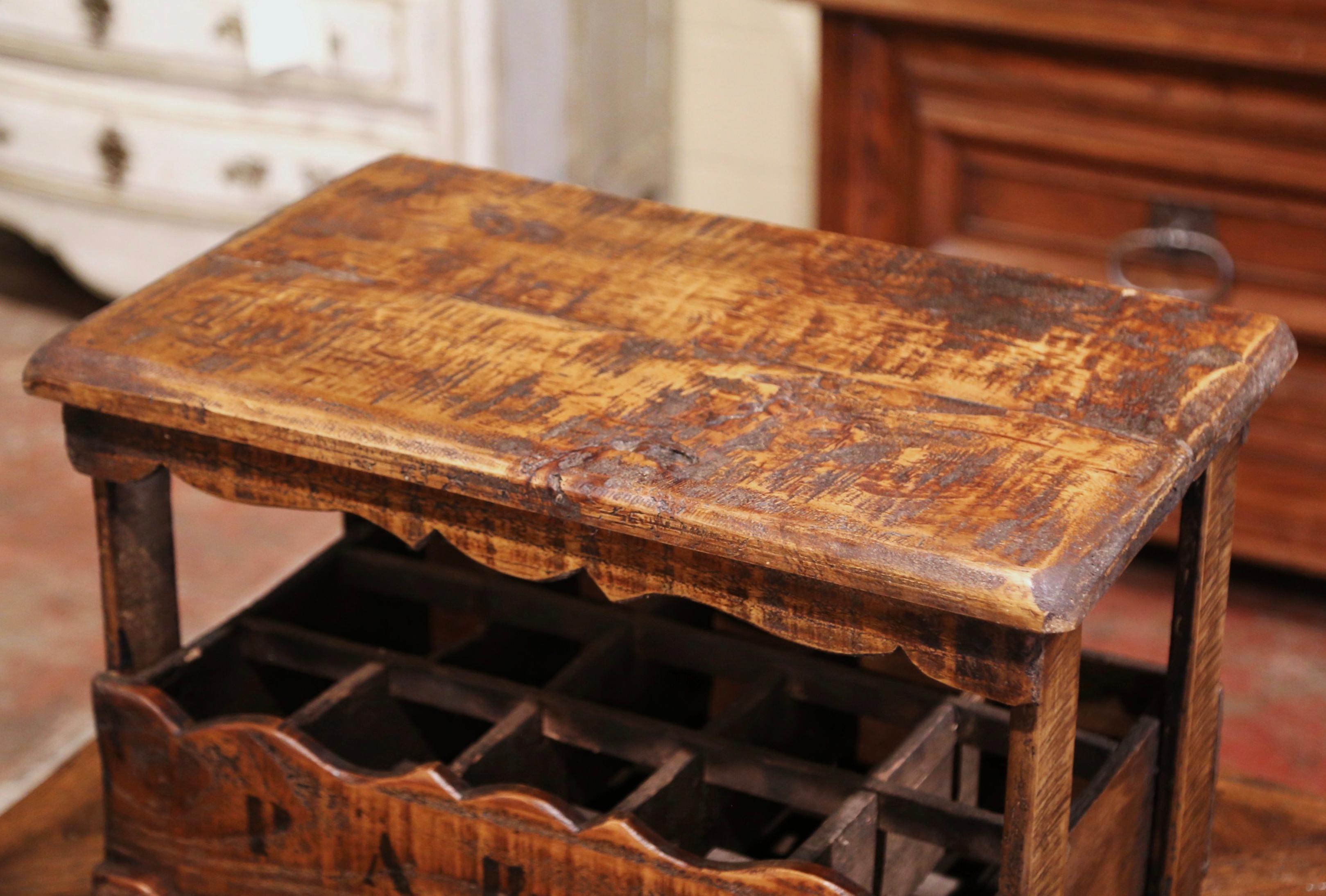 Old French Pine 15 Wine Bottle Storage Cabinet with 