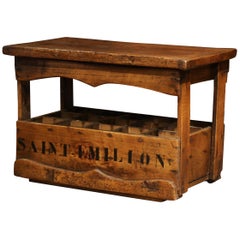 Old French Pine 15 Wine Bottle Storage Cabinet with "Saint-Emilion" Inscription