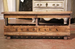 Old French Pine 16 Wine Bottle Storage Cabinet with "Bordeaux" Inscription