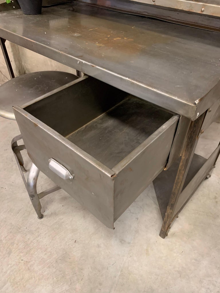 Old French Postal Sorting Vintage Desk, All Metal 1950's at