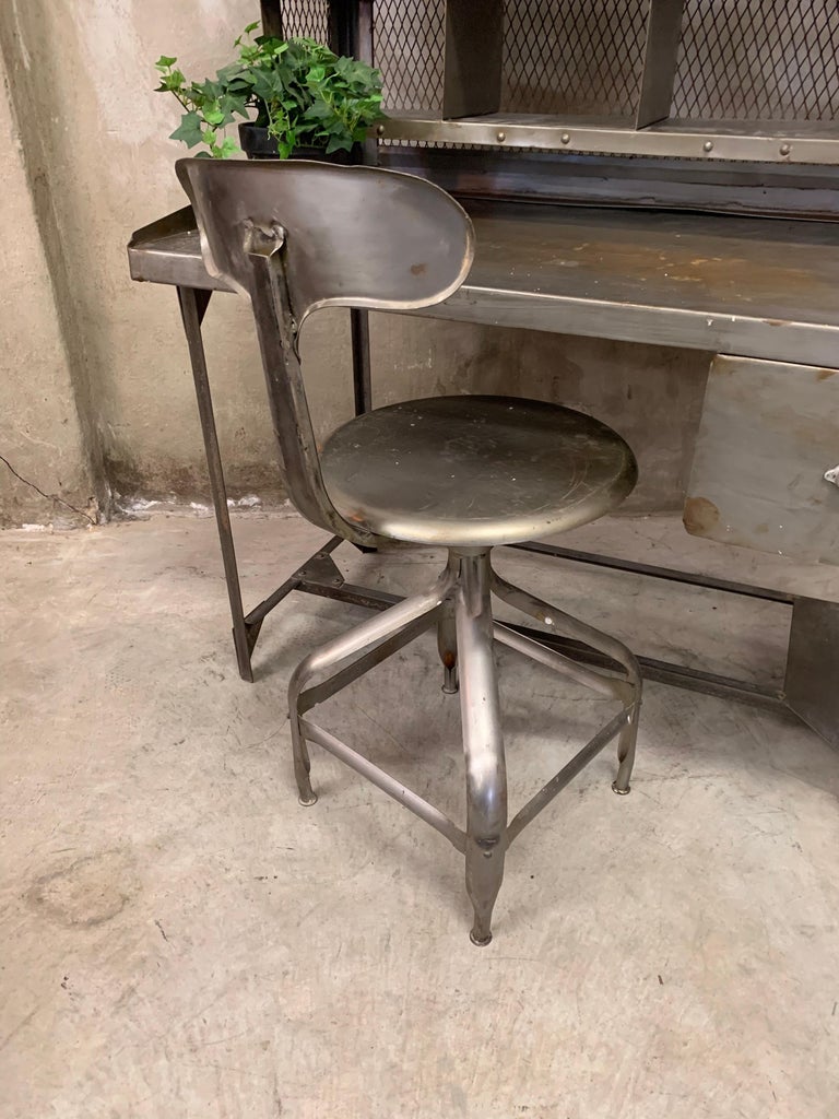 Old French Postal Sorting Vintage Desk, All Metal 1950's at