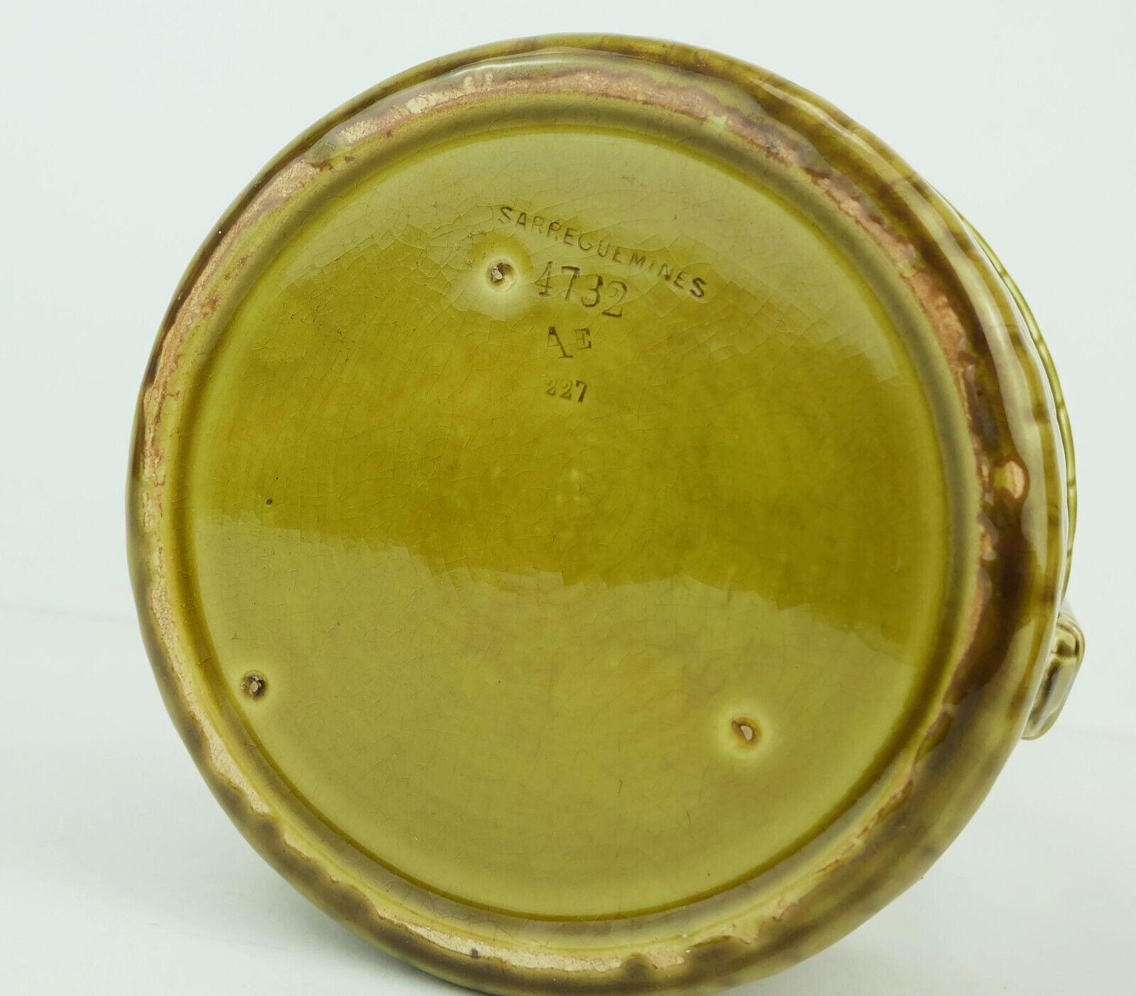 JAR ancien en majolique de Sarreguemines avec couvercle Boîte à biscuits en céramique des années 1920 4