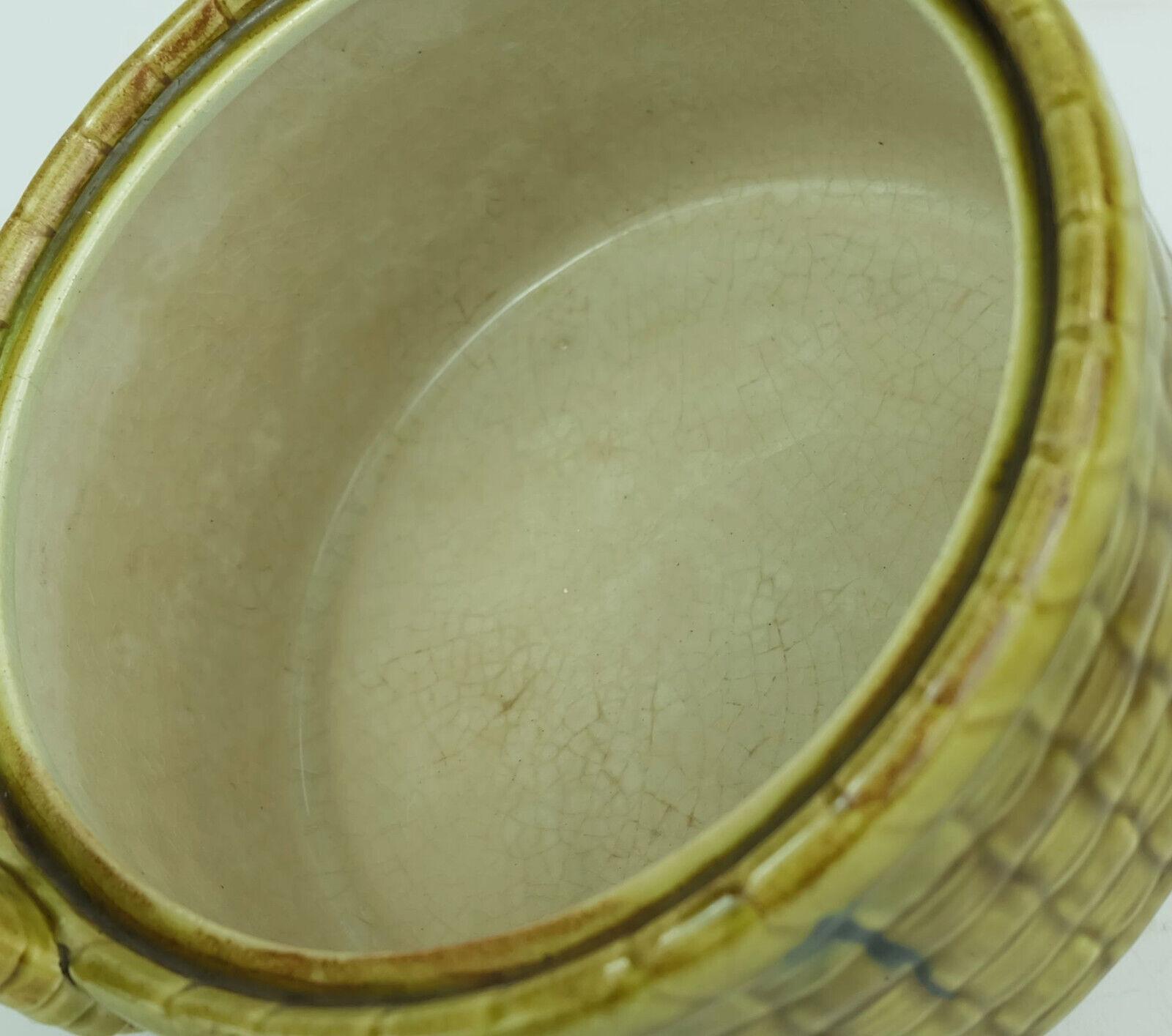 old french sarreguemines majolica JAR with lid 1920s ceramic cookie jar 1