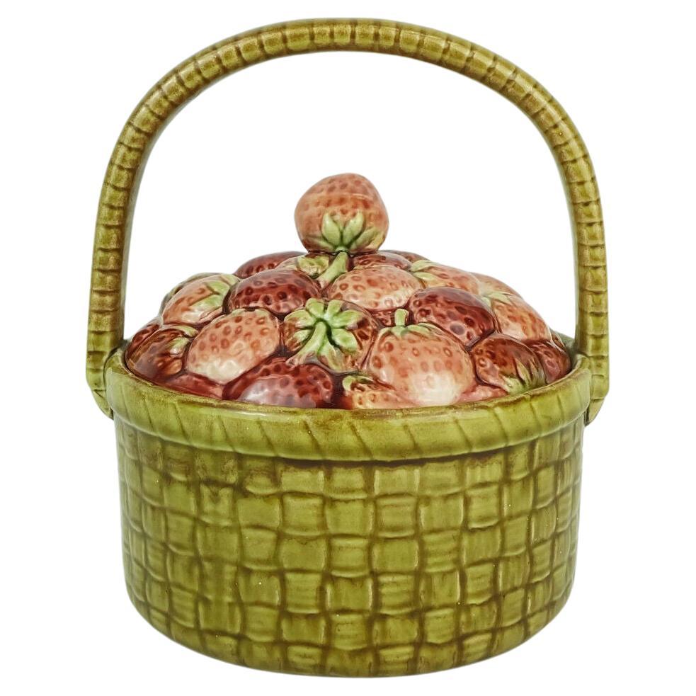 old french sarreguemines majolica JAR with lid 1920s ceramic cookie jar