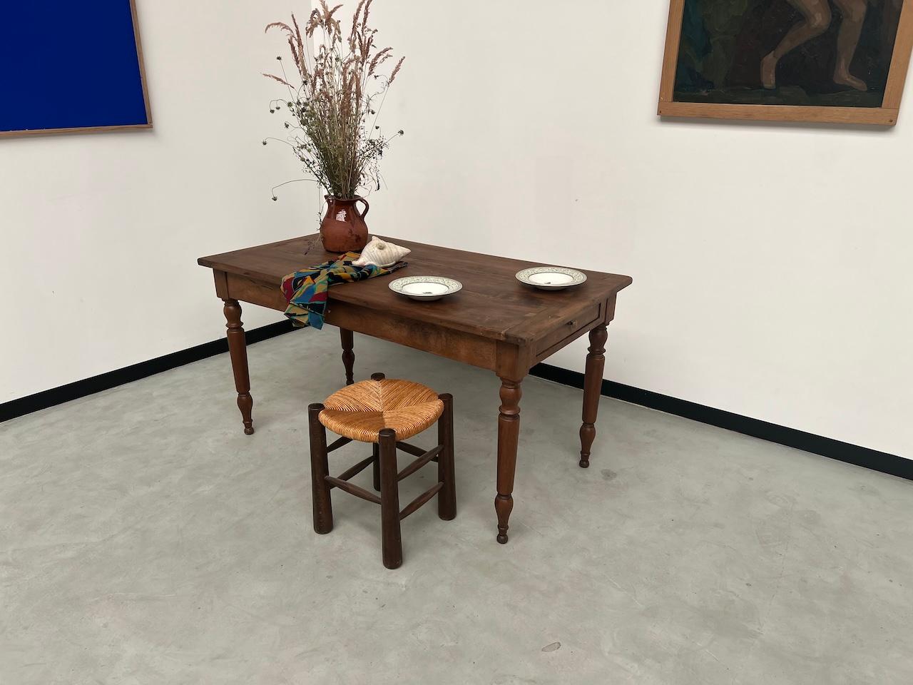 Mid-20th Century Old french walnut bistro table For Sale