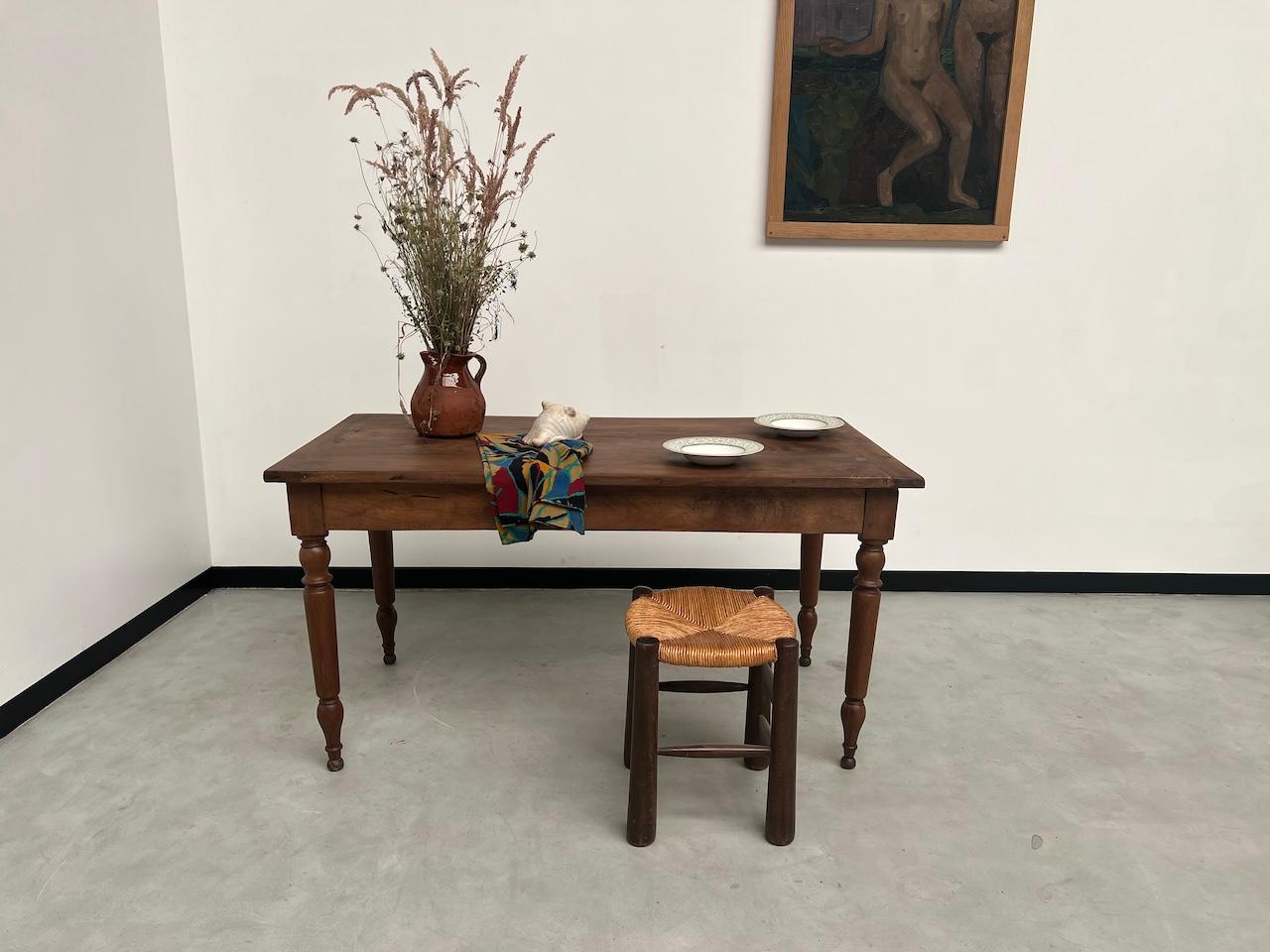 Old french walnut bistro table For Sale 1