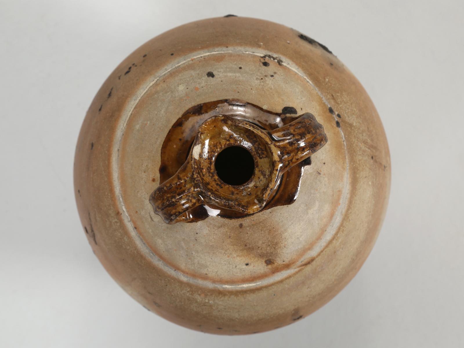 Glazed Old French Walnut Oil Jug Removed from a Chateau from the Hills above Cannes For Sale