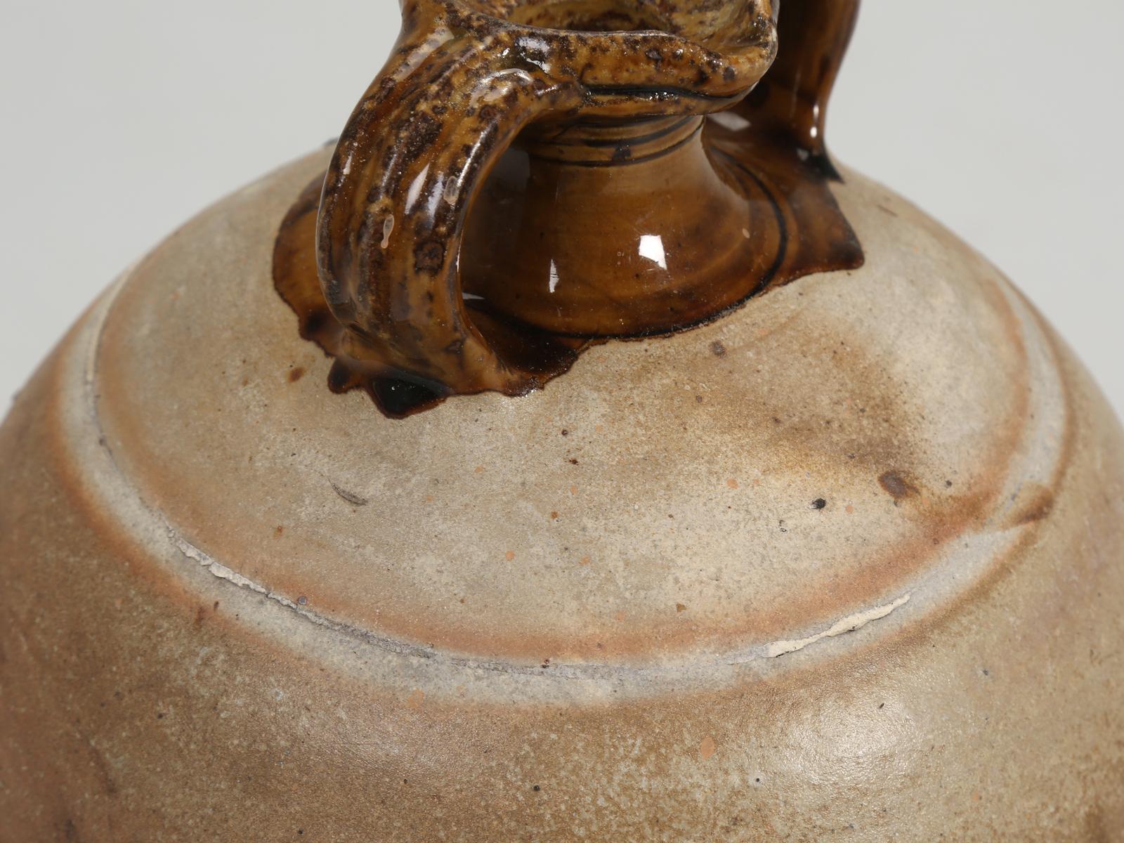 Pottery Old French Walnut Oil Jug Removed from a Chateau from the Hills above Cannes For Sale