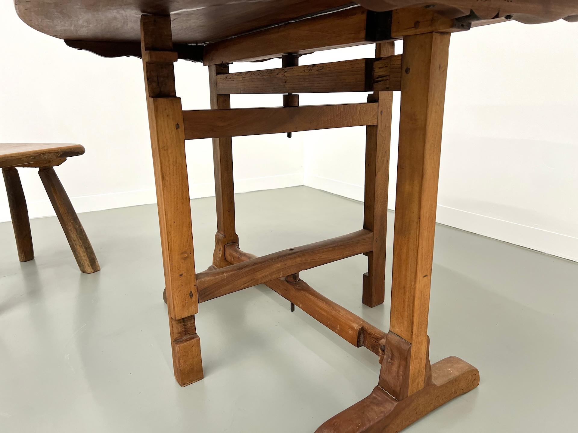 Old french winegrower's table in solid walnut, from Burgundy 1