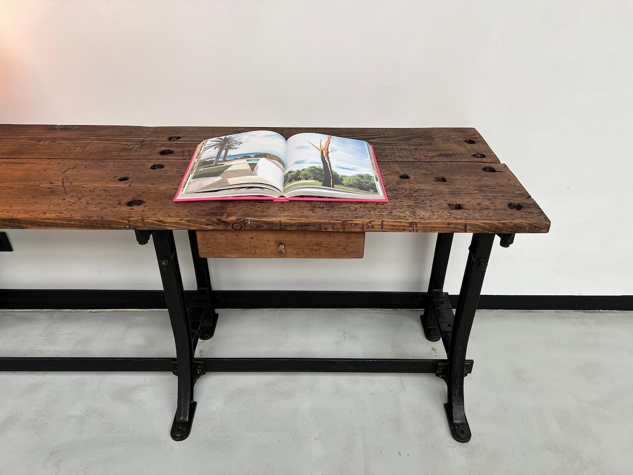 Old french workbench with cast iron base, 1950s For Sale 2