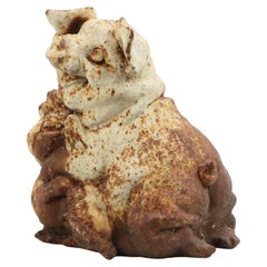 Old Garden Ornament Cast Iron Pig Corn Cobs Statue Rust Color