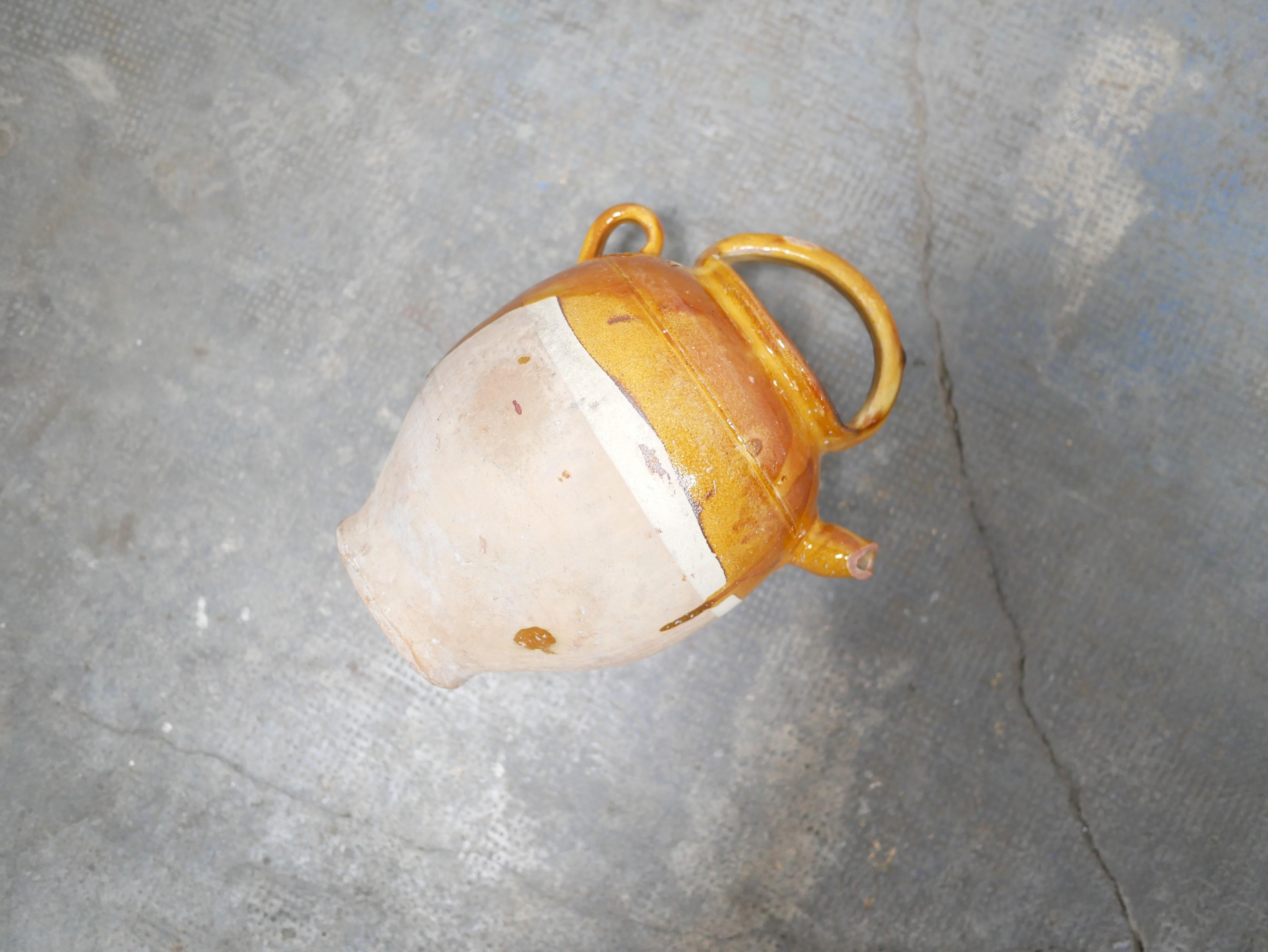 Old gargoulette pot in glazed terracotta 10