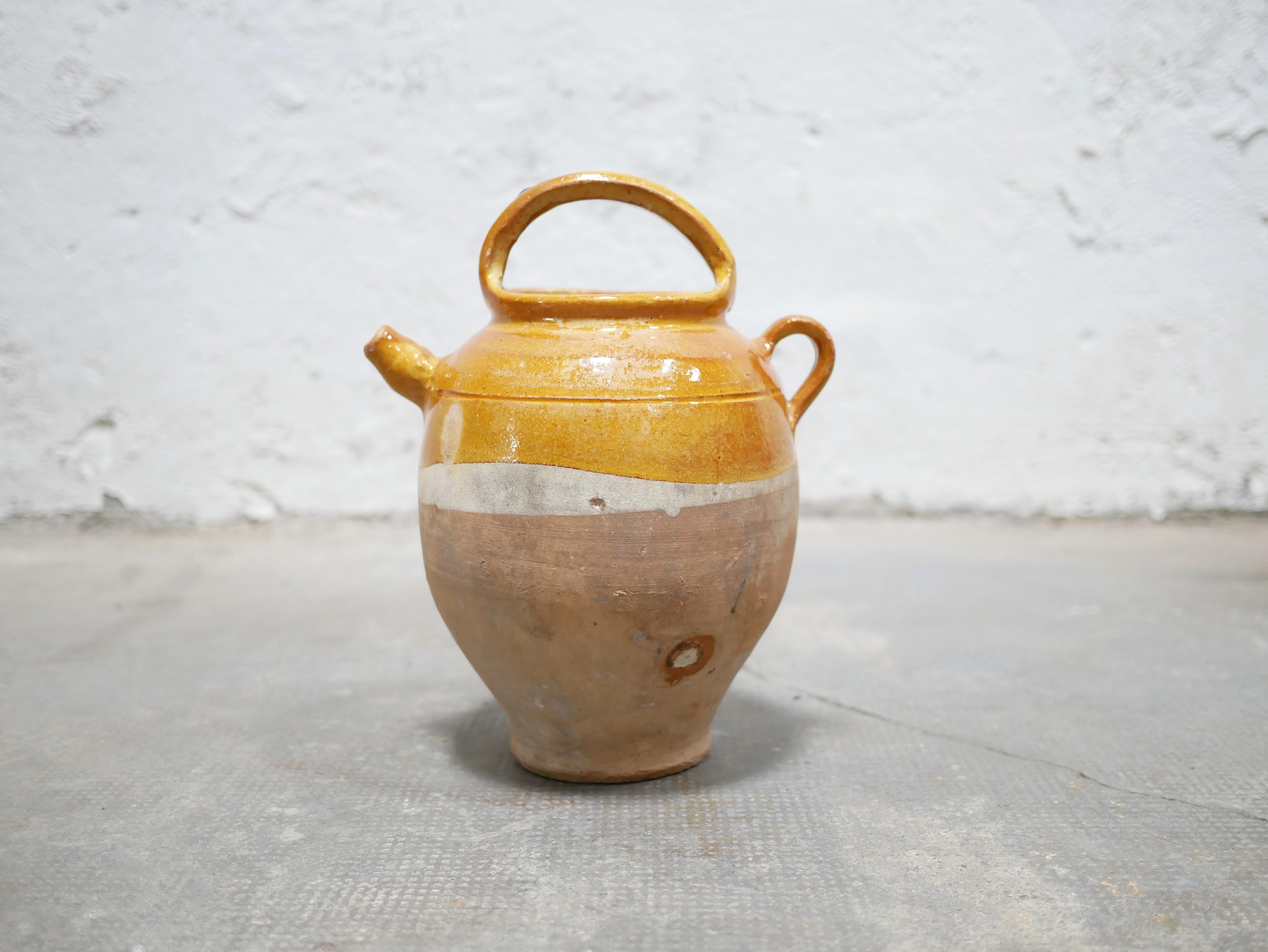 Ceramic Old gargoulette pot in glazed terracotta