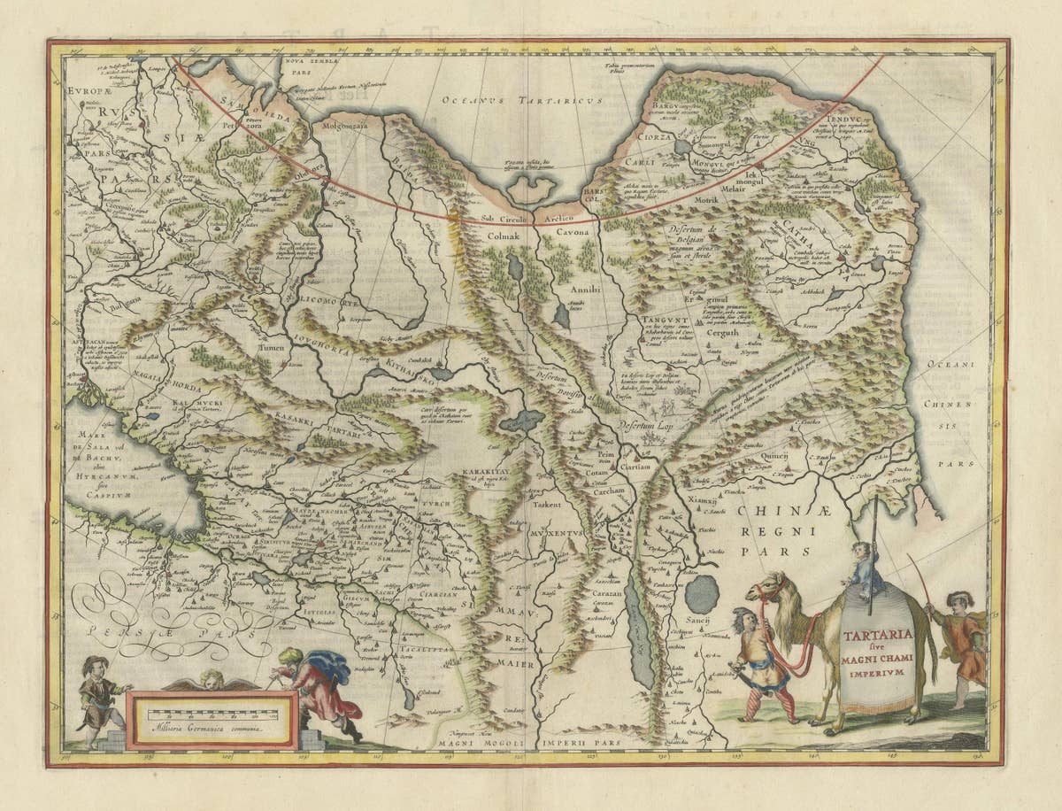Old Genuine Antique Map of Tartary in the Russian Far East