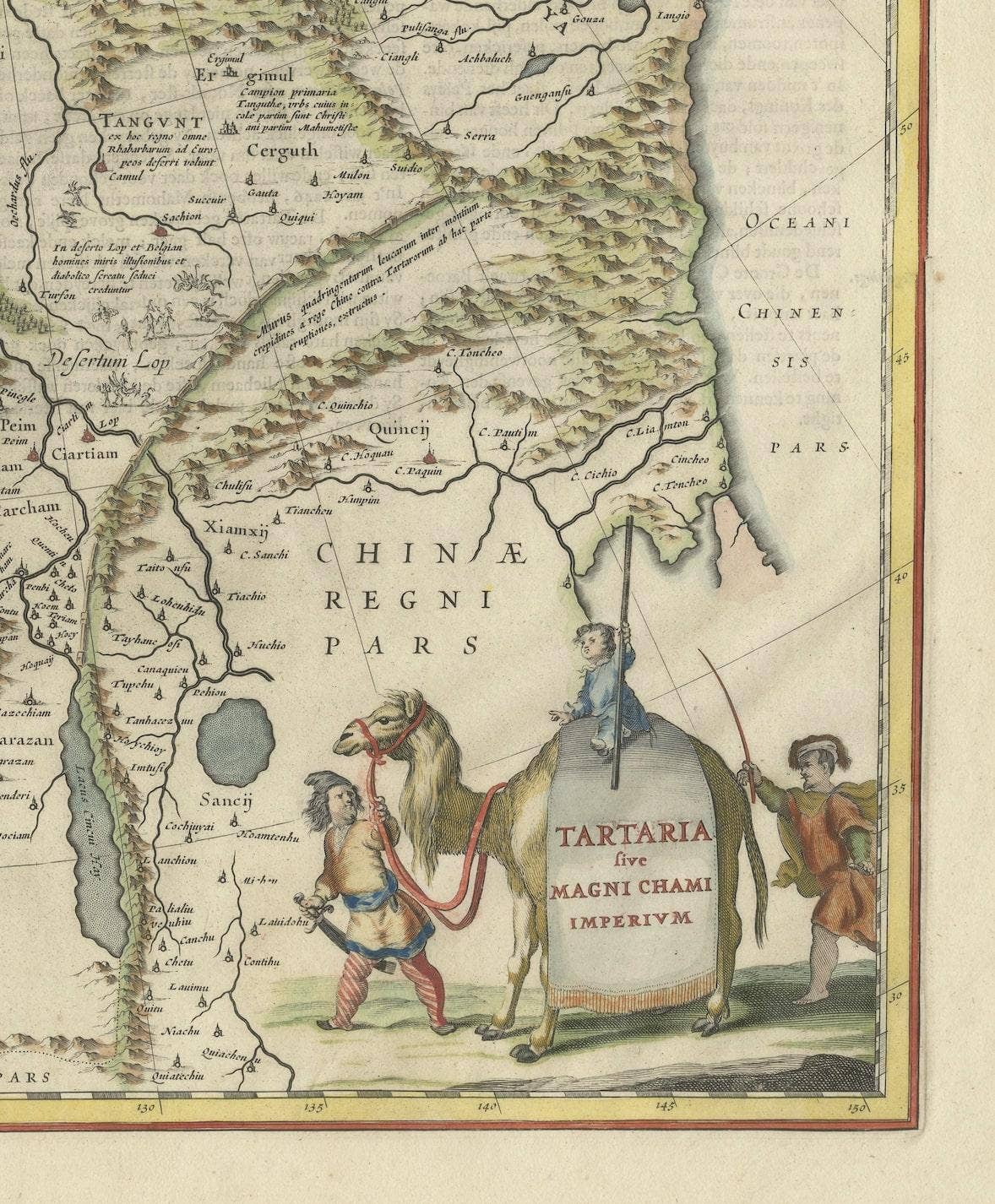 Old Genuine Antique Map of Tartary in the Russian Far East