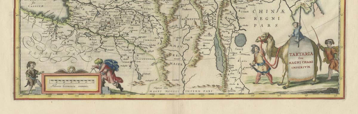Old Genuine Antique Map of Tartary in the Russian Far East
