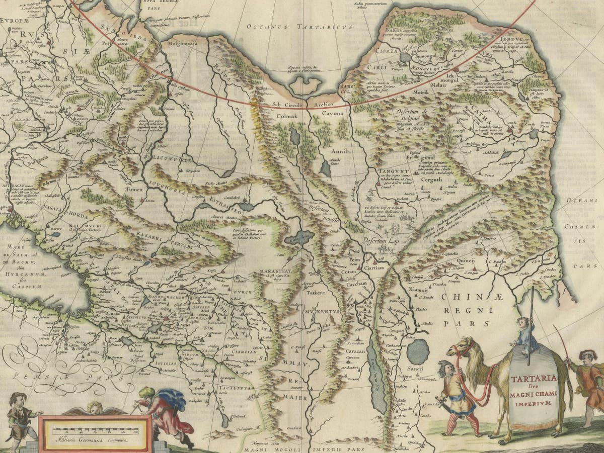 Old Genuine Antique Map of Tartary in the Russian Far East