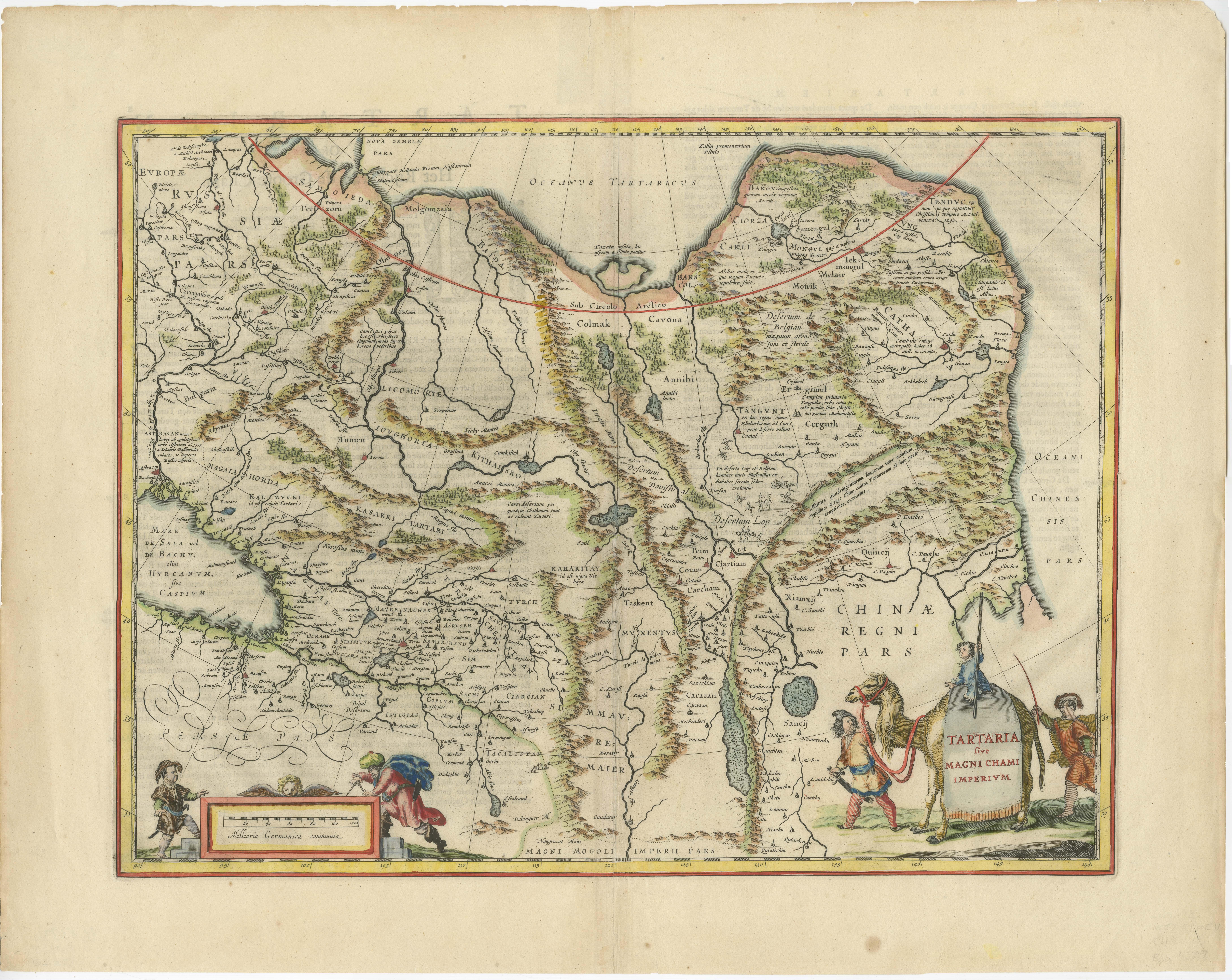 17th Century Old Genuine Antique Map of Tartary in the Russian Far East For Sale